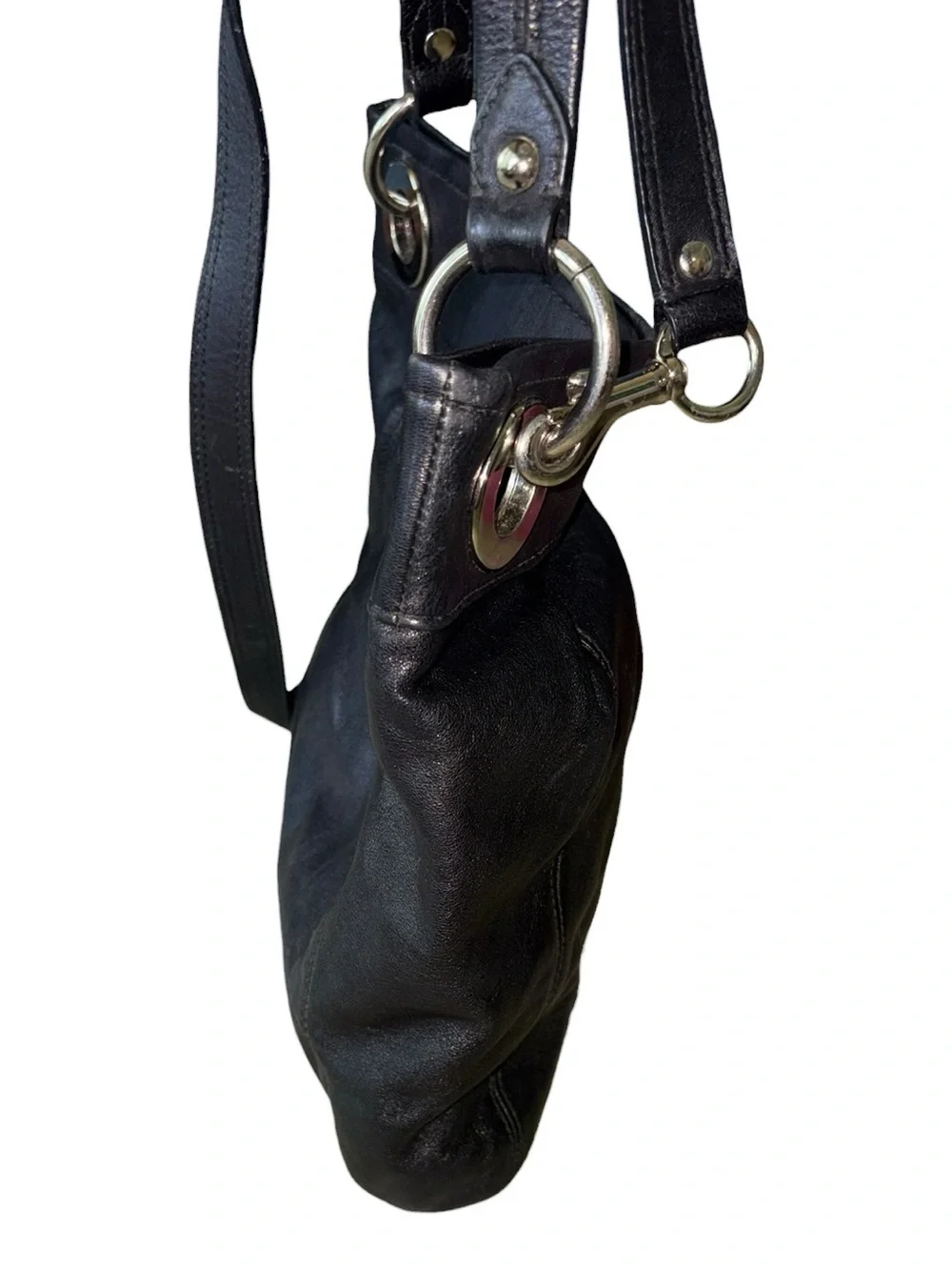 COACH Ashley Hippie Y2K Black Leather Shoulder Bag Crossbody - F17605